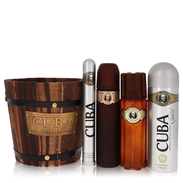 Cuba Gold Gift Set By Fragluxe - Size: 3.4 oz Eau De Toilette Spray + 1.17 oz Eau De Toilette Spray + 6.7 oz Body Spray + 3.3 oz After Shave