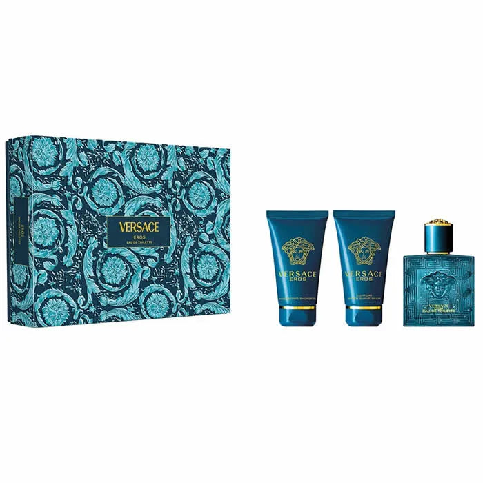 Versace Eros Eau De Toilette Spray 50ml Set 3 Pieces